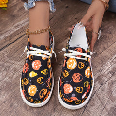 Halloween Pumpkin Pattern Flat Shoes Horror Style Sport Shoes