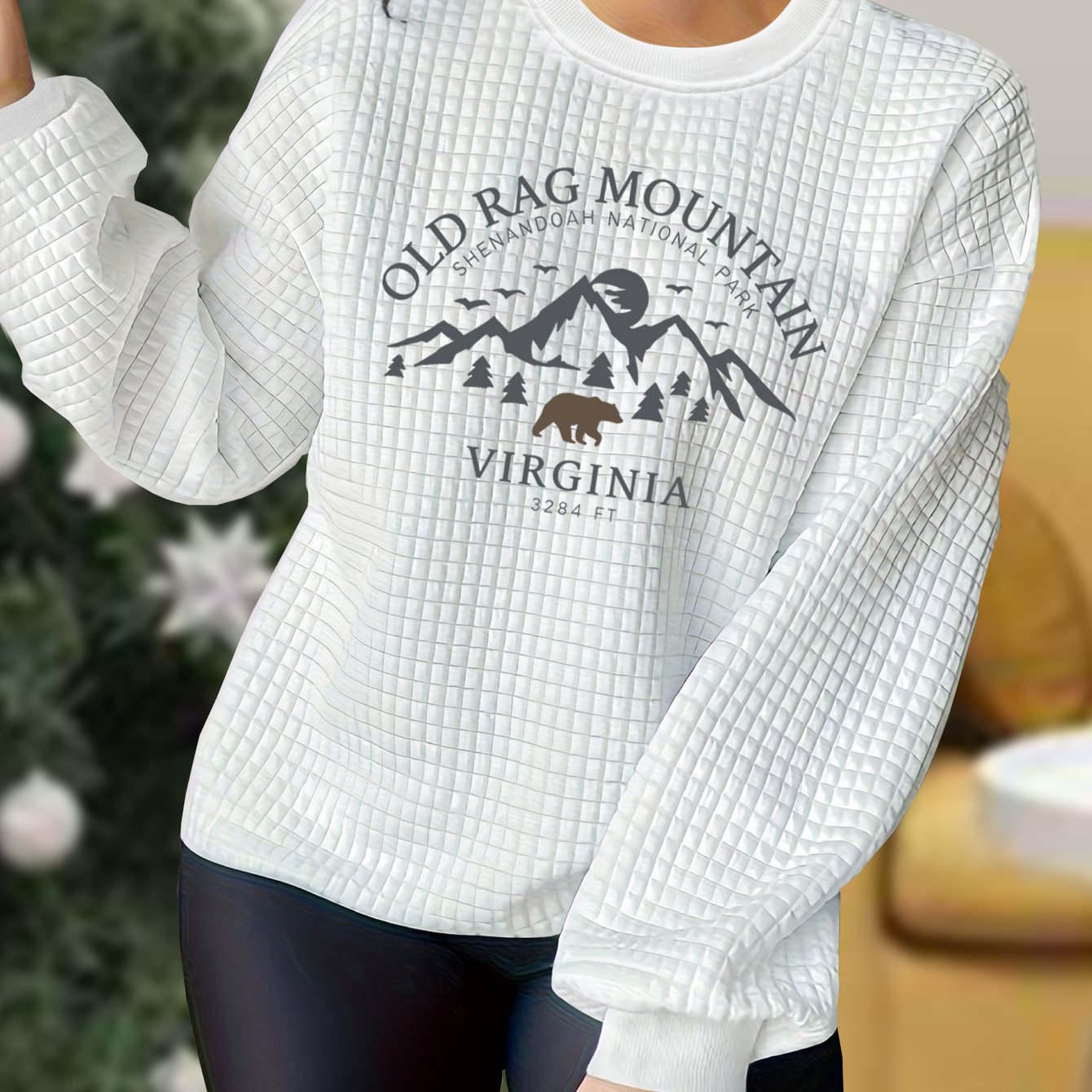 Women's Plus Waffle Pattern Long Sleeve Pajama Top