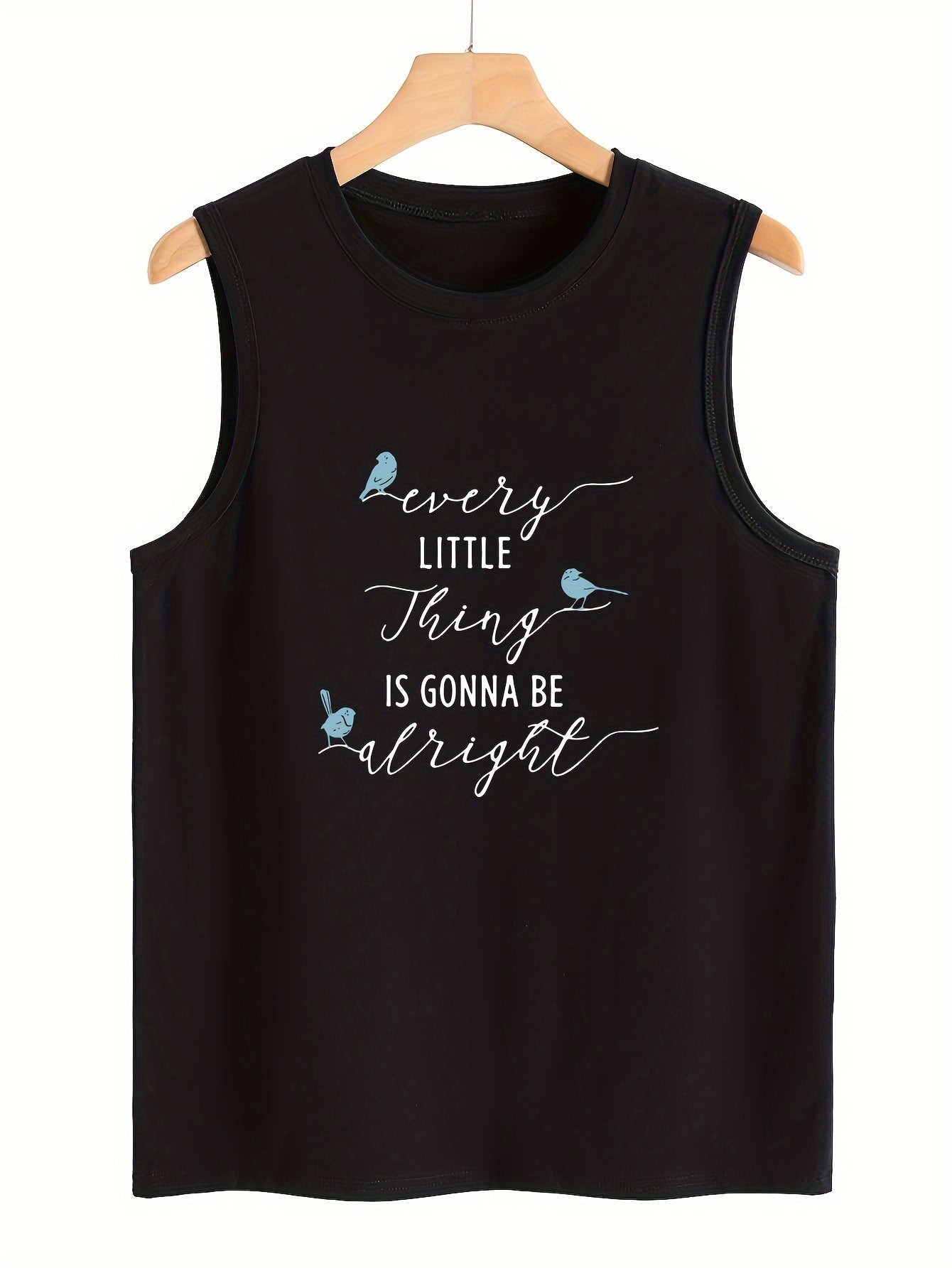 Bird & Letter Pattern Stretchy Sports Vest Women's Activewear
