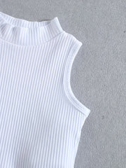 Girl's Ribbed Tank Top & Belted Pants Set for Summer