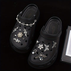 Dark Style Punk Rhinestone Shoe Chain Butterfly Shoe Buckle