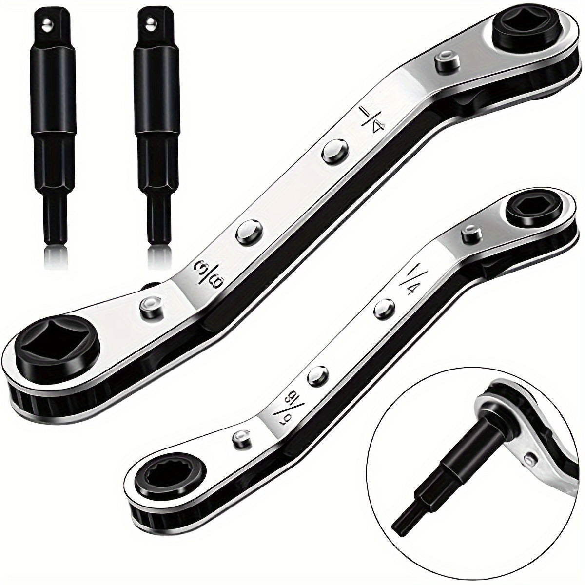 4pcs AC Valve Ratchet Wrench Hex Bit Adapter Repair Tool