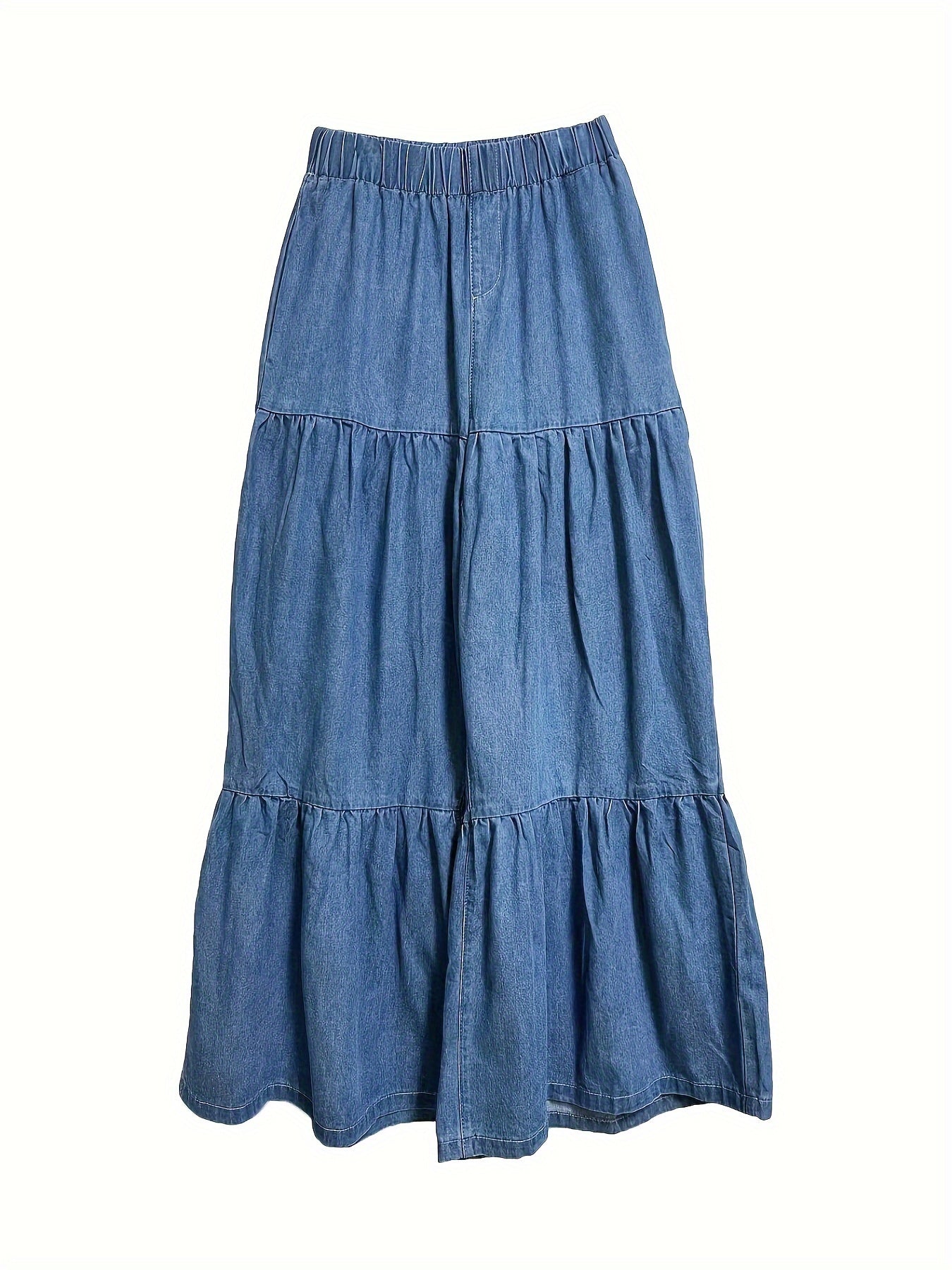 Women's Plus Ruffle Trim High Rise Wide Leg Jeans