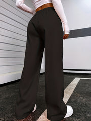 Drawstring Waist Straight Leg Pants for Women