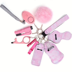 11 Piece Safety Keychain Set for Girls Self Defense No Touch Door Opener Whistle