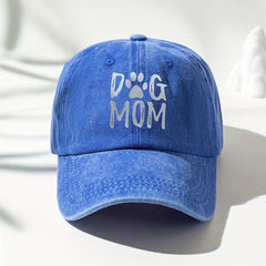 DOG MOM Print Baseball Cap Solid Washed Distressed Sports Hat Sunscreen Dad Hats