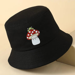 Mushroom Frog Bucket Hat Solid Print Beach Sun Hat Outdoor Lightweight Travel