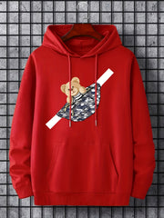 Men's Teddy Bear Print Hoodie & Crossbody Bag