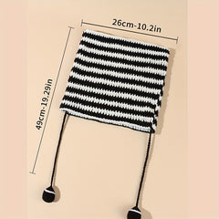 Harajuku Striped Knit Beanie Pom Pom Tassel Gothic Cap Cat Ears Hats
