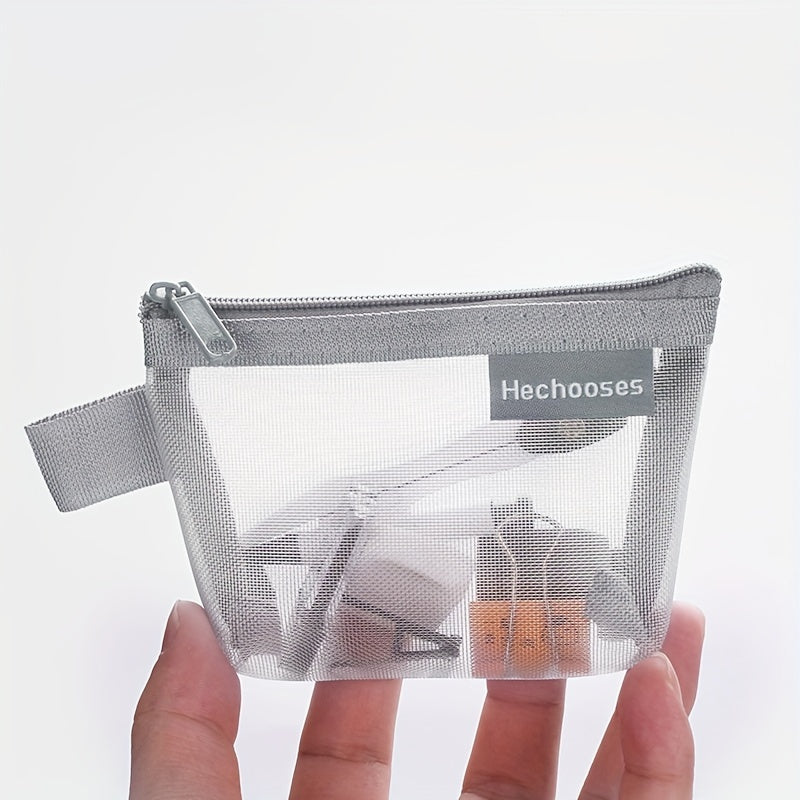 Portable Mesh Storage Bag Zipper Pouch Toiletry Bag Cosmetic Bag