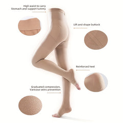 Women's Plus Size Compression Pantyhose 15-21mmHg Support Open Toe S-5XL