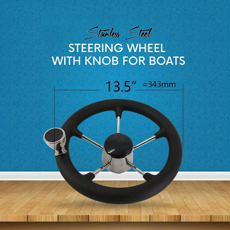 Foam Grip Boat SS Steering Wheel With Knob 34cm