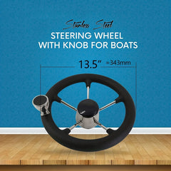 Foam Grip Boat SS Steering Wheel With Knob 34cm