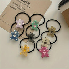 Kids' Cartoon Love Bear Hair Ring Small Animal Hair Tie
