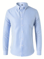 Men's Stripe Print Button Up Shirt