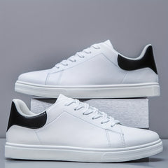 Men's Solid Skate Shoes Comfy Non Slip Casual Lace Up Sneakers