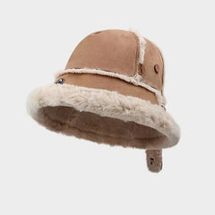 Plush Winter Bucket Hat for Women