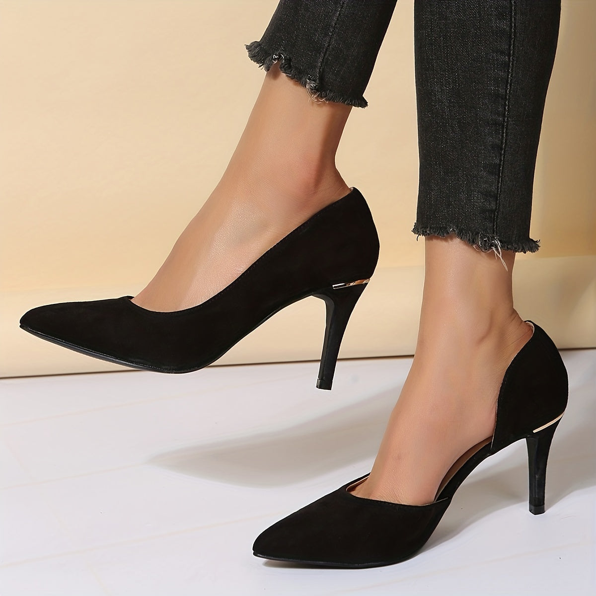 Metallic Decor Stiletto Heels Pointed Toe Dress Pumps
