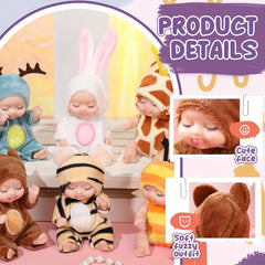 6 Pack Mini Dolls Set with Changeable Outfits Assorted Animal Costumes