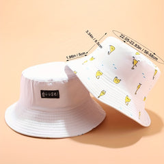 Goose Print Reversible Bucket Hat Sunscreen Fisherman Cap