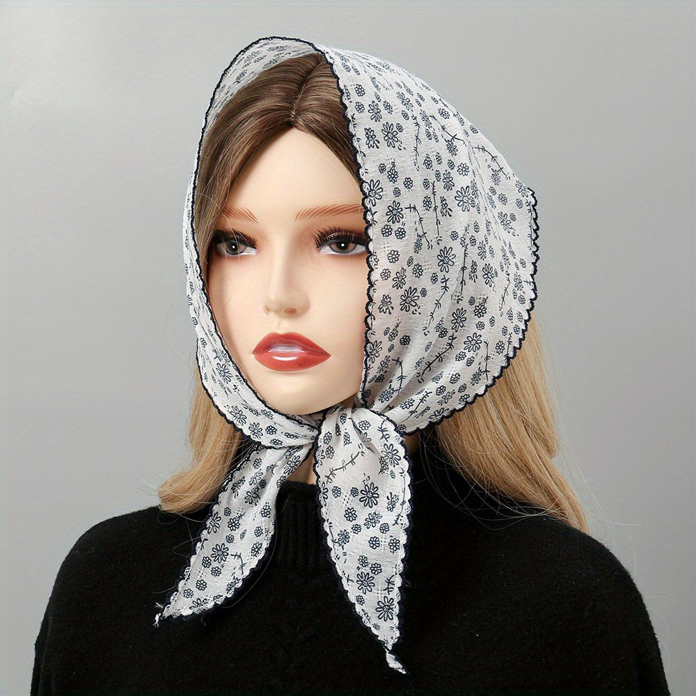 Floral Triangle Scarf Lace Head Wrap Bandana Boho Solid