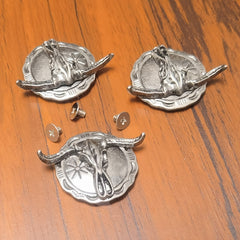 Bull Head Coin Studs Cow Skull Shank Buttons for Casual Wear