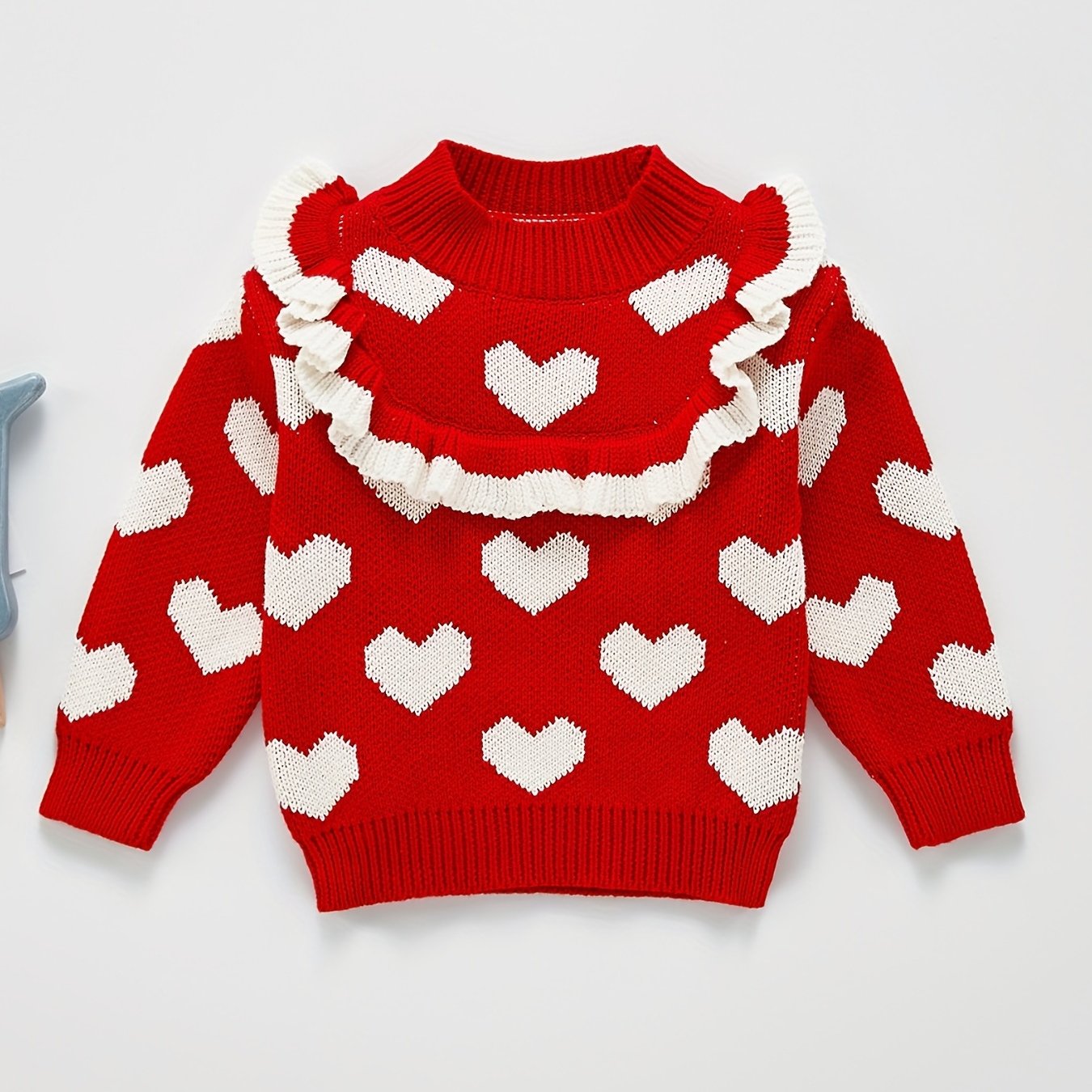 Baby Heart Graphic Knit Sweater Coat For Winter Fall Top