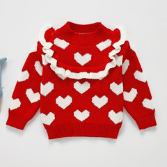 Baby Heart Graphic Knit Sweater Coat For Winter Fall Top