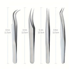 Stainless Steel Tweezers for Eyelash Extensions Nail Stickers Rhinestones