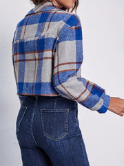 Plaid Crop Jacket Long Sleeve Lapel Jacket Women's Streetwear