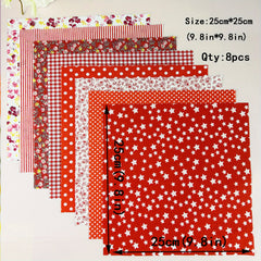 8pcs Cotton Quilted Fabric DIY Sewing Accessories Flower Cloth 9.8in