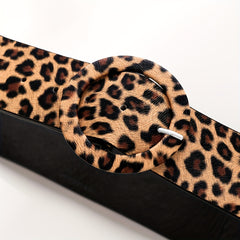 Leopard Print Belt Round Buckle Hip Hop Women Girdle Vintage Dress Pants