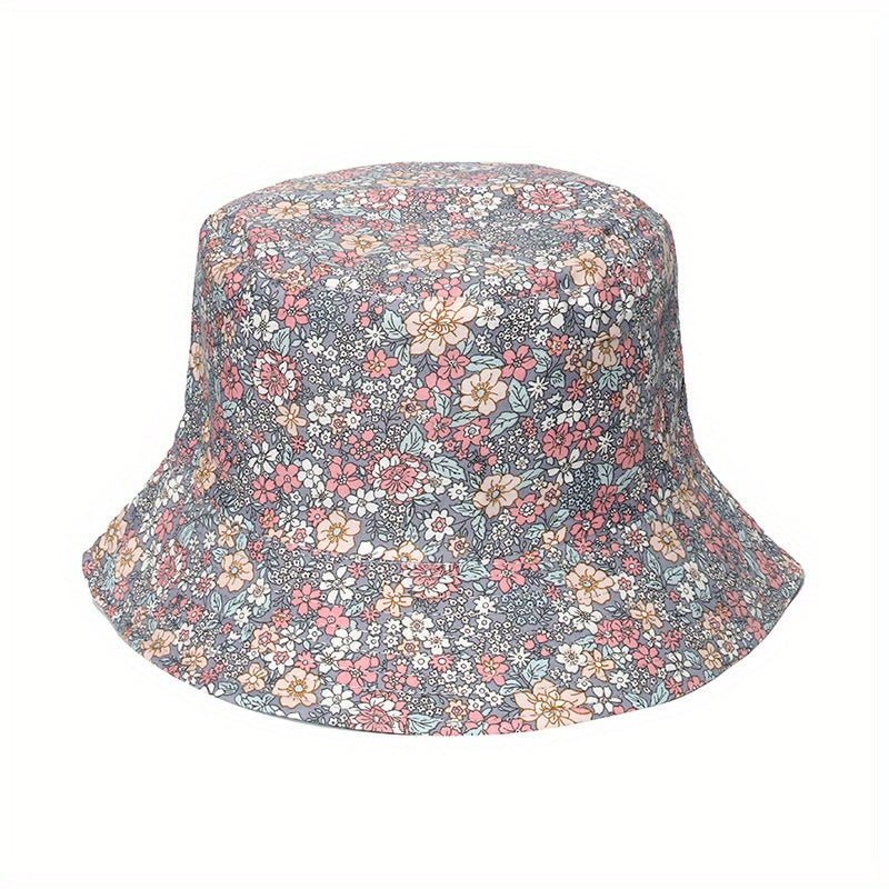 Vintage Floral Print Bucket Hat Reversible Basin Hat Stylish Lightweight Sunscre
