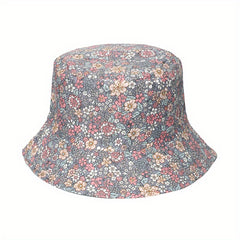 Vintage Floral Print Bucket Hat Reversible Basin Hat Stylish Lightweight Sunscre