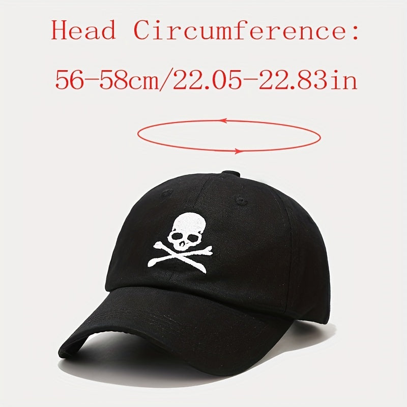 Adjustable Unisex Baseball Cap with Skull Embroidery