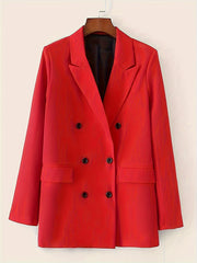 Casual Blazer Women's Solid Button Up Long Sleeve Lapel Collar