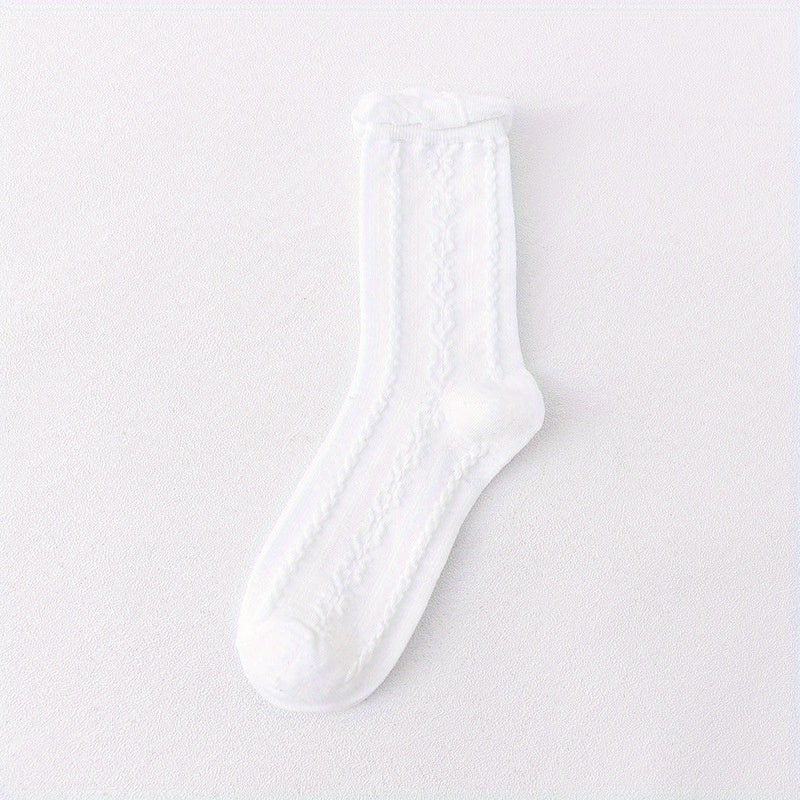 2 Pairs Girls Kids Versatile Socks Casual Crew Socks For Autumn Winter