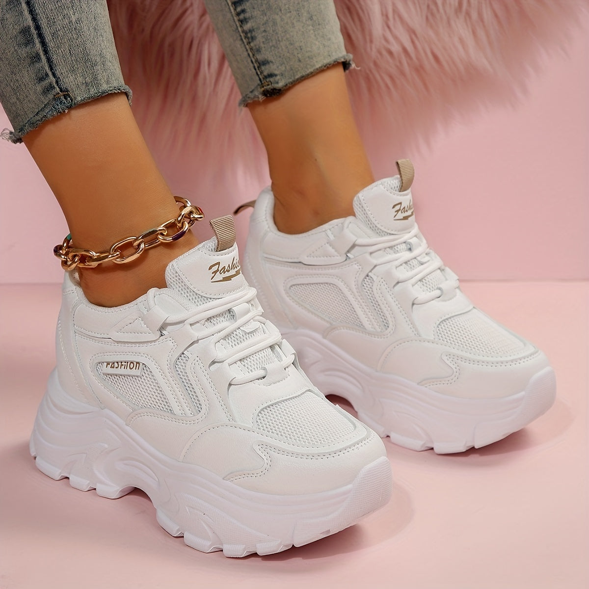 Women's Thick Bottom Running Shoes Mesh Outdoor Sneakers