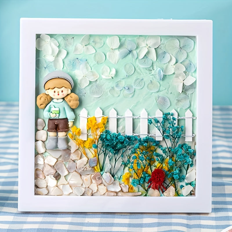 DIY Picture Frame Art Craft Kit Cream Glue Stone Set