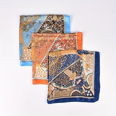 Tree Of Life Pattern Bandana Vintage Square Scarf Satin Neckerchief