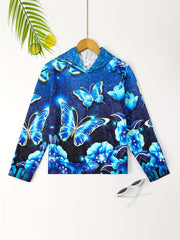 Kids 3D Butterfly Sequin Hooded Sweatshirt for Fall Winter