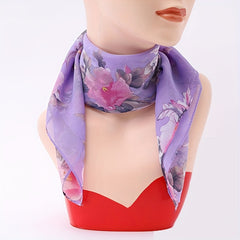 Floral Print Bandana Boho Chiffon Neckerchief Scarf Head Wrap Bag Handle Charm