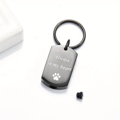 Always In My Heart Cremation Key Chain-Dog Paw Print Ash Urn