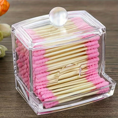 Clear Cotton Swab Box Cotton Pad Holder Container Storage Jar