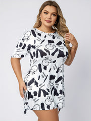 Cartoon Cow Print Short Sleeve T shirt & Shorts Set