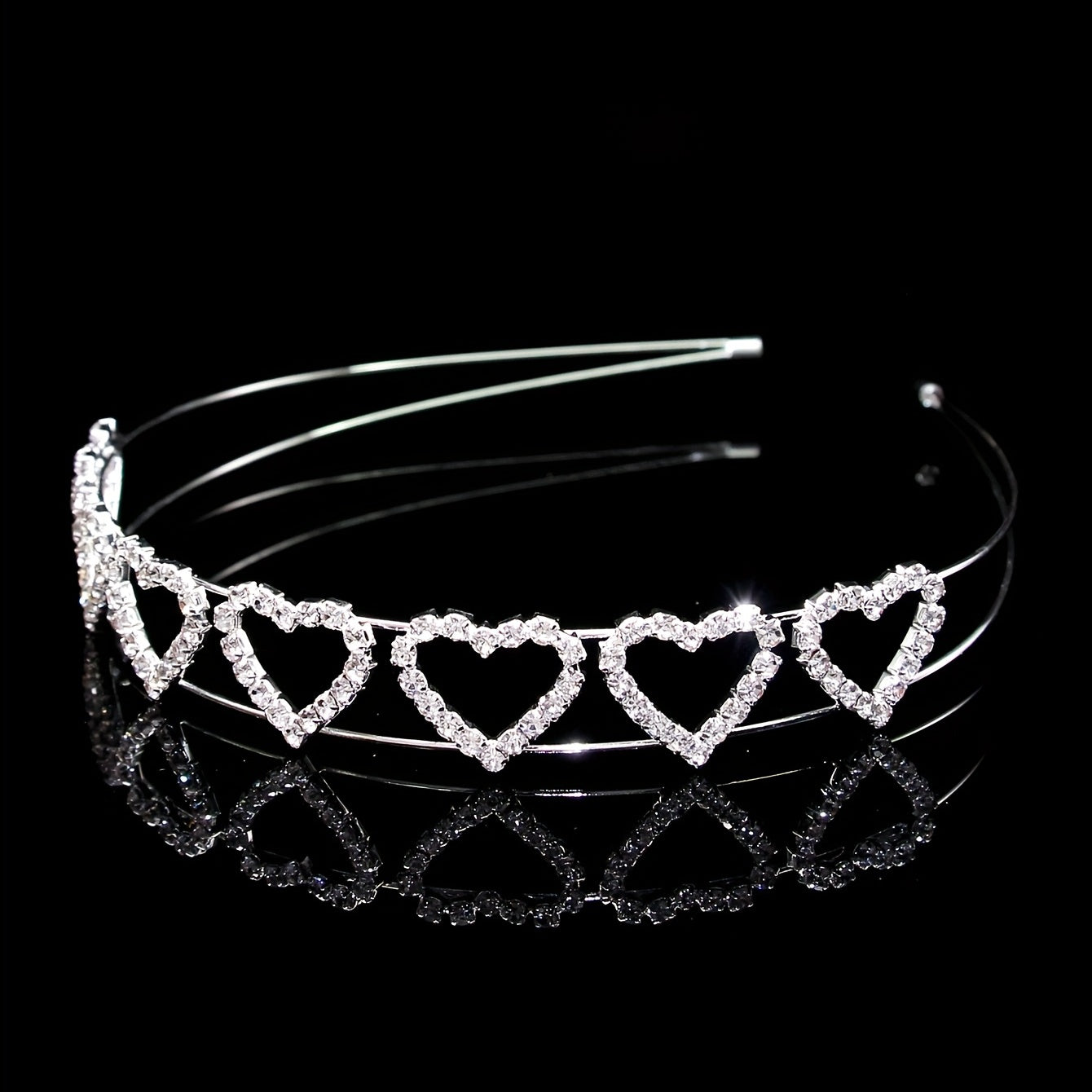 Heart Rhinestone Double Hair Band Bridal Wedding Headdress