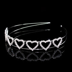 Heart Rhinestone Double Hair Band Bridal Wedding Headdress