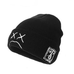 Embroidered Expression Knitted Pullover Hat Warm Outdoor Hat