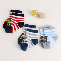 6pairs Baby Boys Socks Animal Pattern Striped Comfy Socks