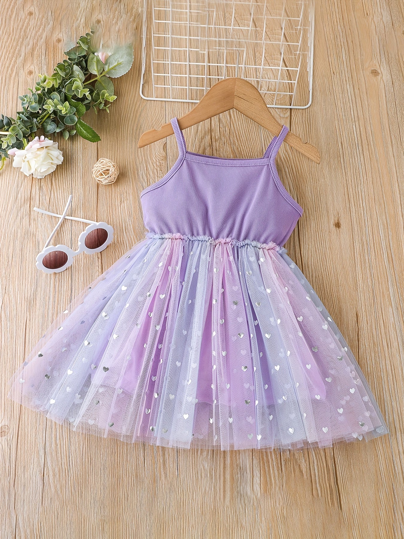 Toddler Girls Heart Print Princess Cami Dress for Party